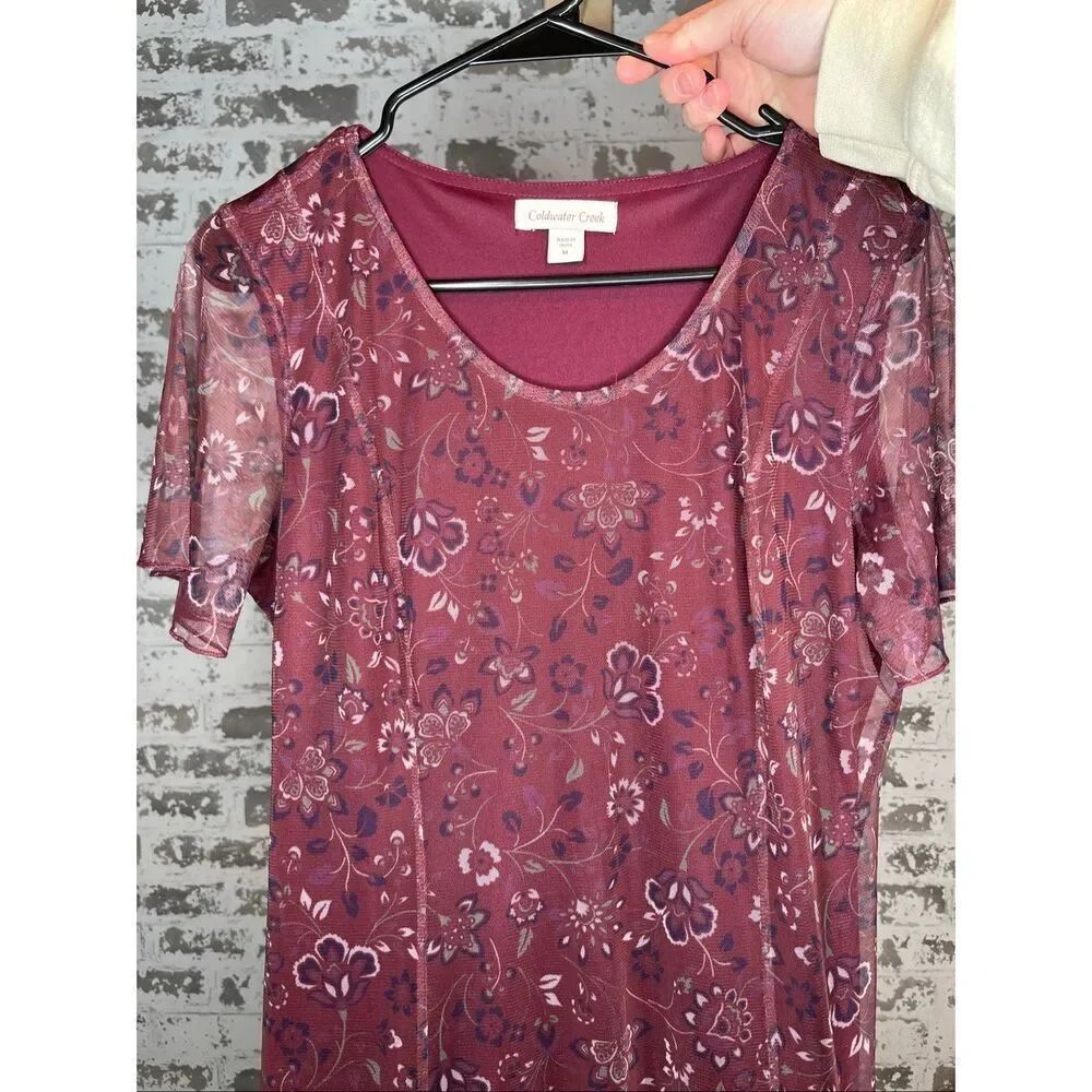 Coldwater creek | women maroon layered dress floral